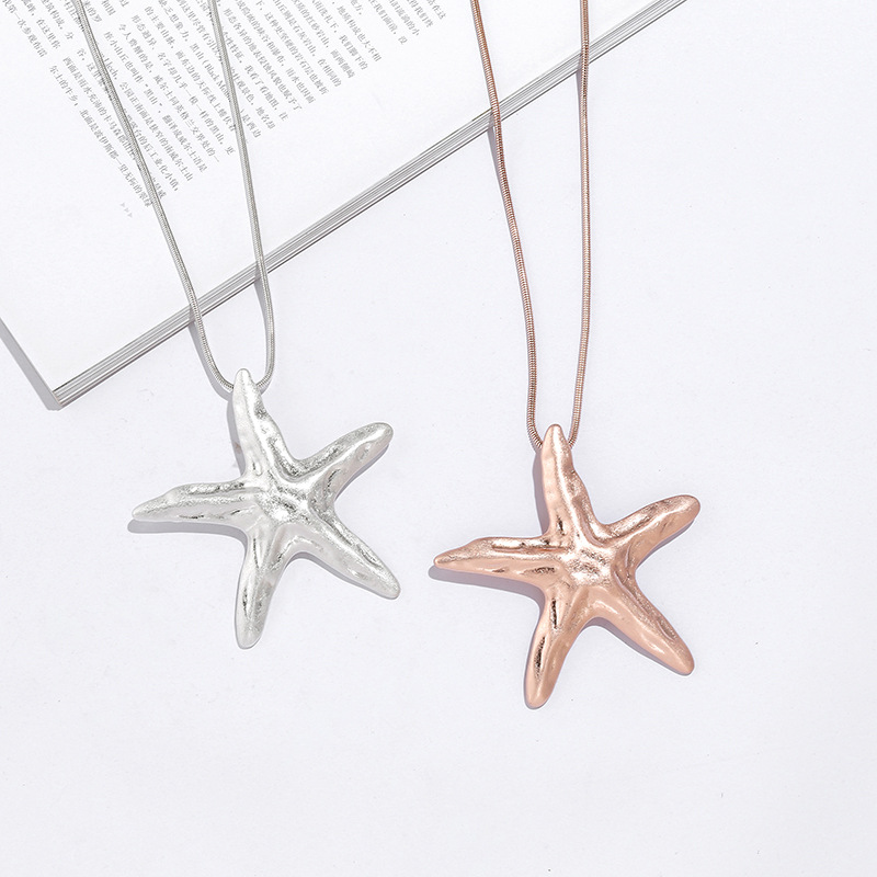 亚马逊跨境爆款饰品欧美时尚几何海星合金长女性珠宝项链毛衣链详情8