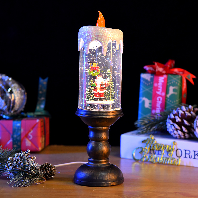圣诞中号注水蜡烛创意小风灯夜灯摆件圣诞礼物圣诞元素内景带音乐详情5