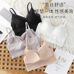 韩版无缝运动瑜伽文胸OT深V美背裹胸宽肩带撞色抹胸背心打底内衣详情5