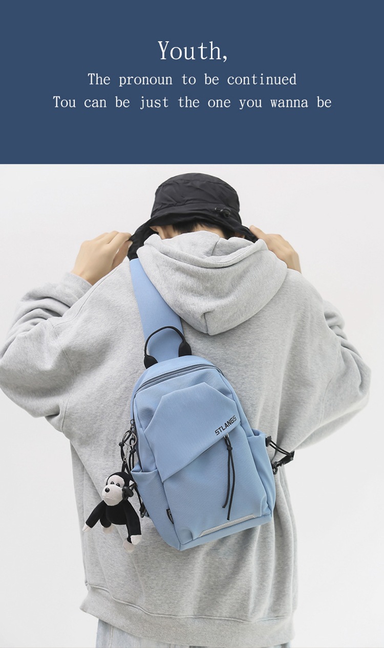 跨境斜挎可调节胸包时尚男女简约斜跨单肩骑行运动潮流伸缩背带包详情1