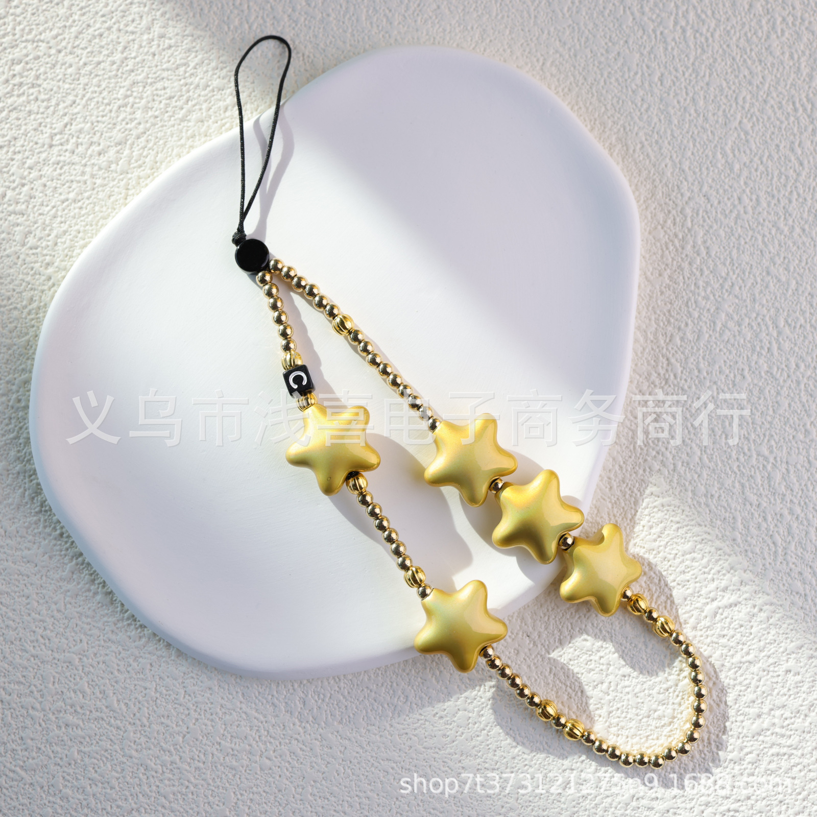 欧美新款网红ins风彩虹手机链电镀金色爱心星星芭比手机挂绳女详情4