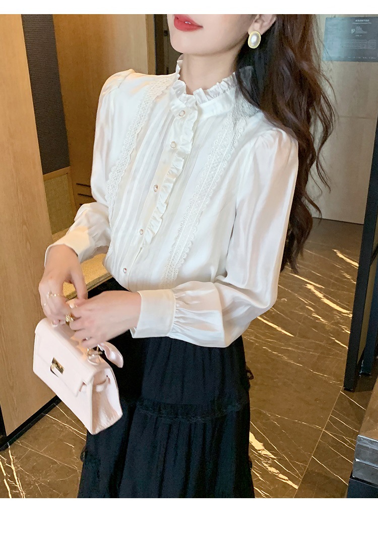 法式高级感木耳边长袖雪纺衬衫女2025早春季新款别致减龄气质上衣详情8