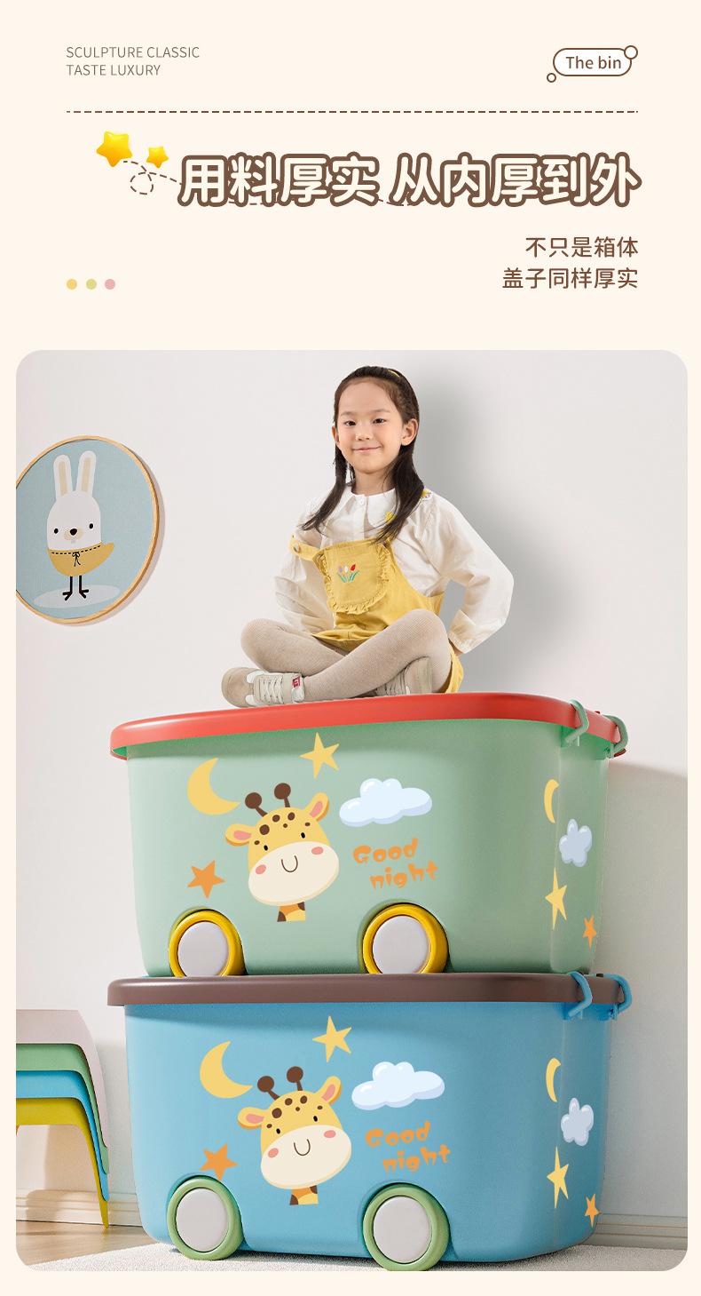 儿童玩具收纳箱家用整理筐宝宝衣服零食储物箱塑料收纳盒萌趣箱子详情3