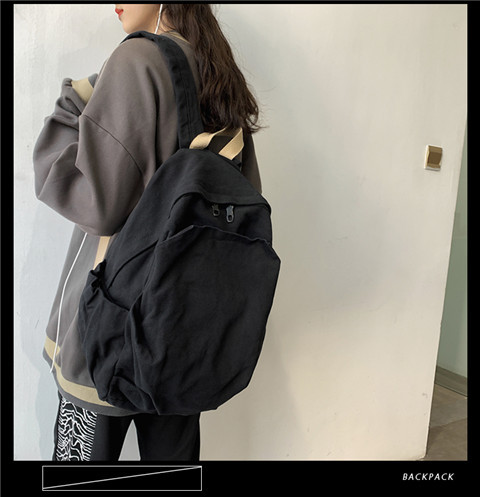 书包女ins风复古森系帆布双肩包日系原宿高中大学生简约百搭背包详情9