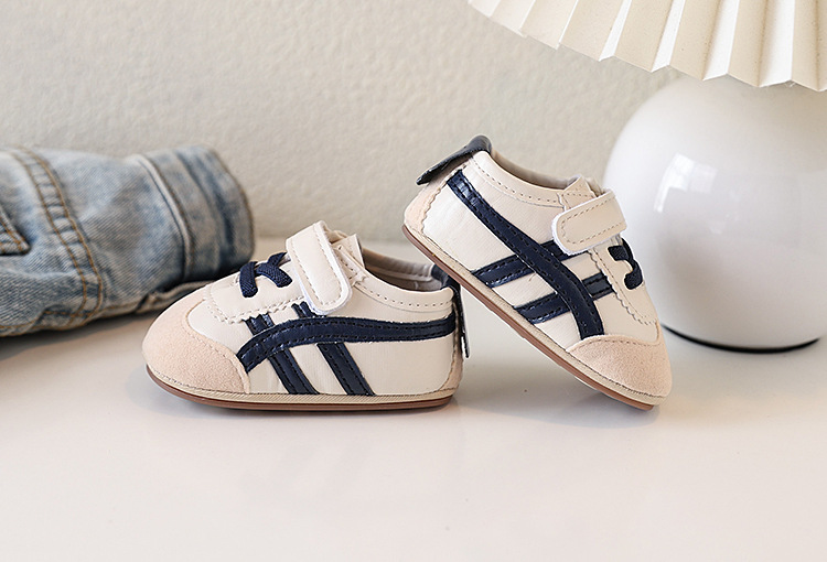 Soft-soled anti-slip walking shoes for infants aged 0-1 year old, boys and girls, 6-9-12 months, and sports color-blocked white shoes pic 11