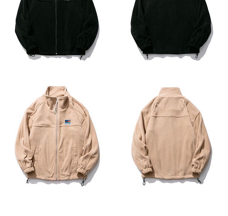 日系羊羔毛外套抓绒卫衣男款秋冬情侣立领摇粒绒学生外穿休闲夹克详情22