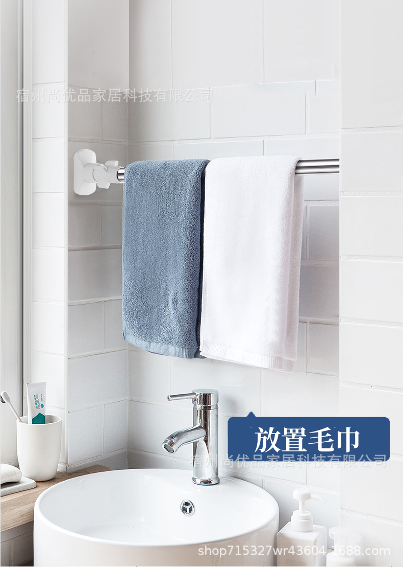 包邮免打孔晾衣杆窗帘杆伸缩杆衣柜挂衣杆收缩浴帘杆不锈钢撑杆详情10