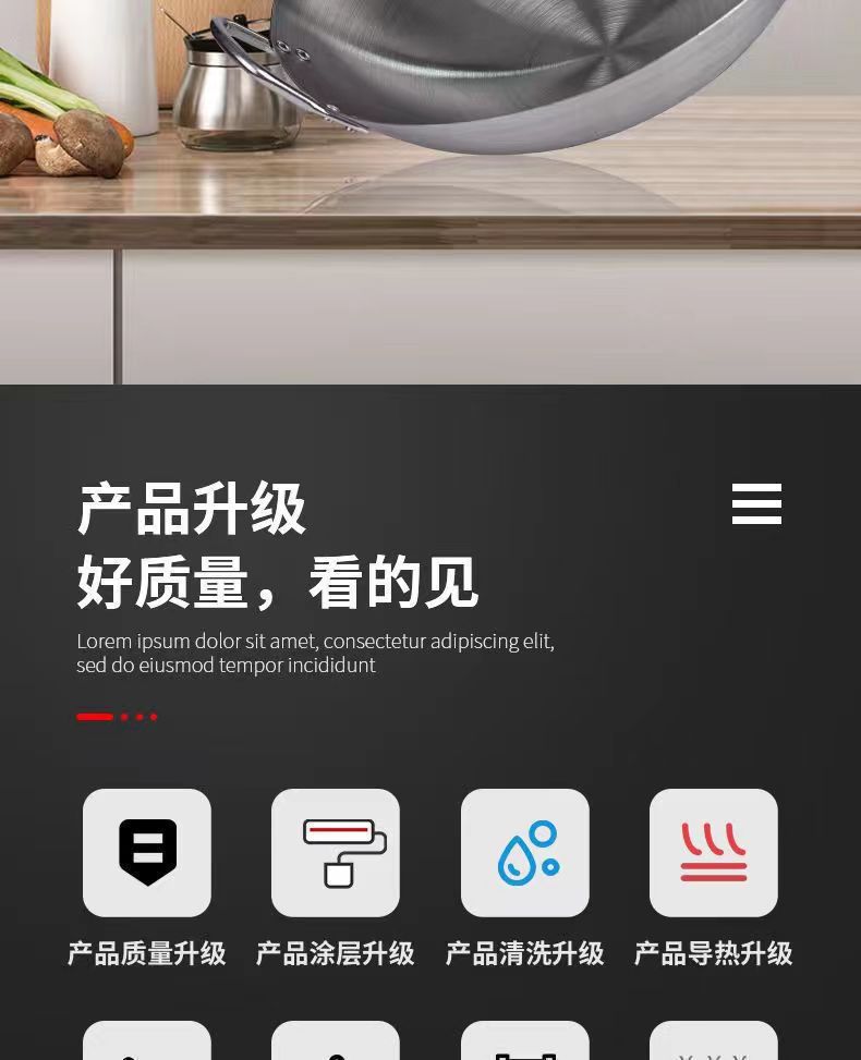 Cross-border stainless steel wok, non-stick wok, household round bottom without coating, household iron wok, food-grade double-ear wok pic 2