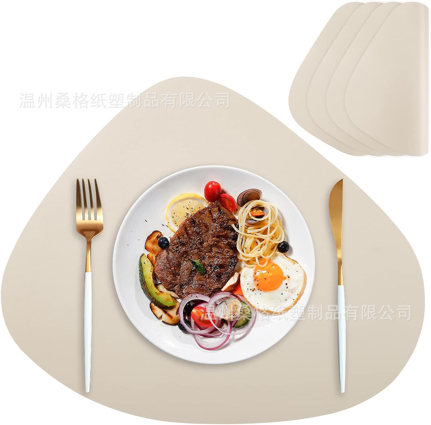 国潮纯色双面皮革餐垫定制隔热垫餐桌垫防滑耐热家用椭圆形西餐垫详情2