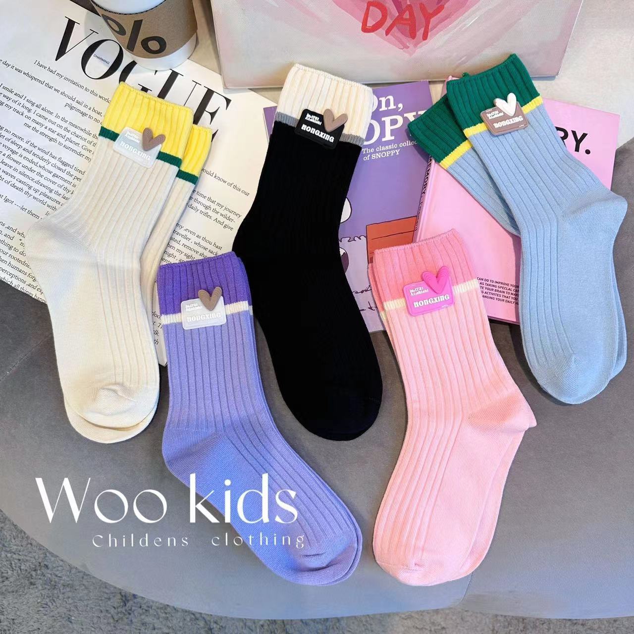 新款严选新年儿童袜子多巴胺女童中大童韩版中筒袜宝宝袜童袜批发详情3