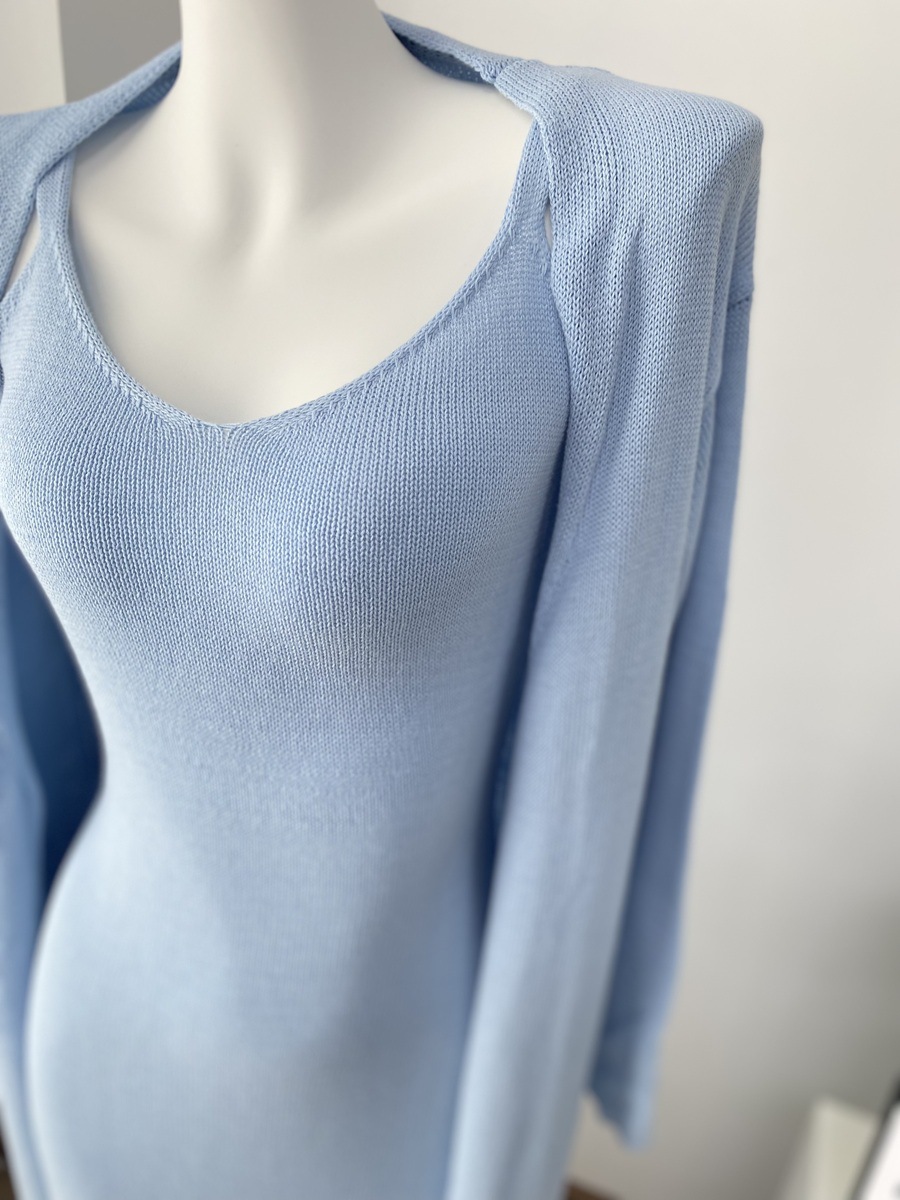 2025 Cross-border Bestseller Pure Cotton Knitted Set: Sexy Deep V halter long Dress + Lazy cardigan: Soft and skin-friendly pic 14