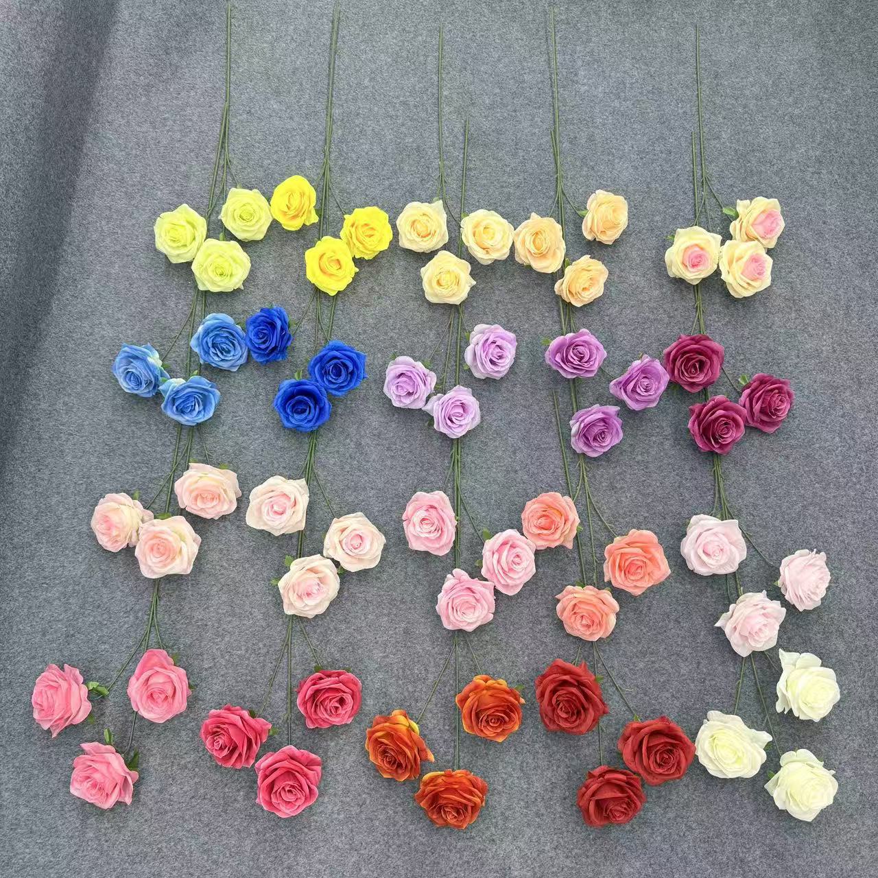 仿真花3头玫瑰花钻石玫婚庆用花仿真玫瑰花假花婚庆地排花艺装饰详情6