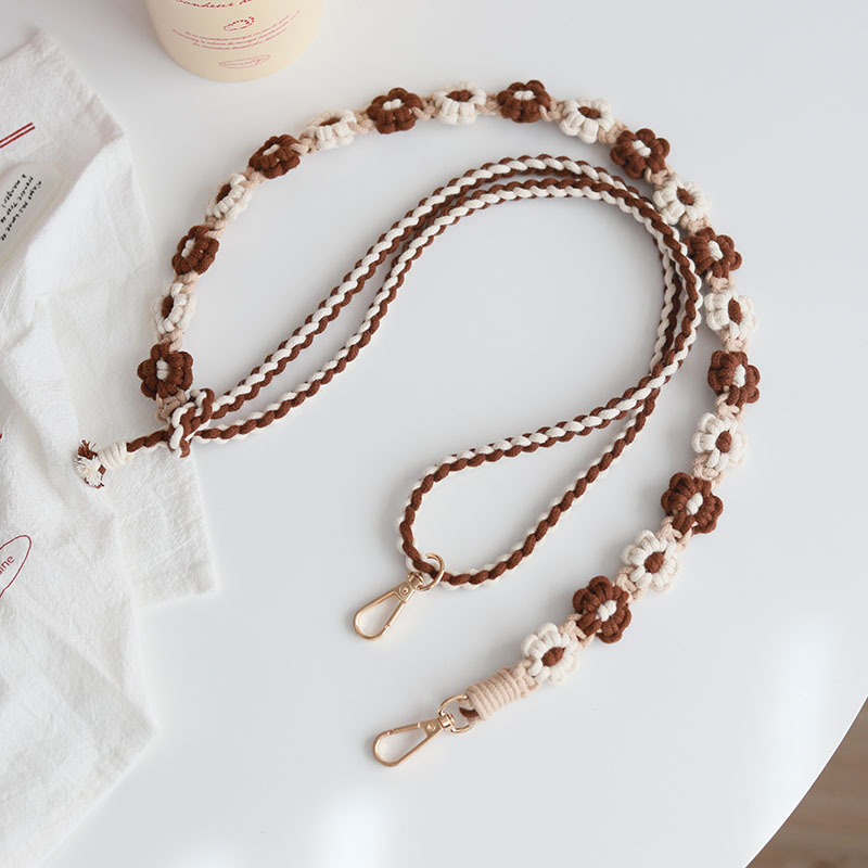 可调节手机挂绳编织相机背带 ins高颜值雏菊花朵斜挎挂脖手机挂链详情5