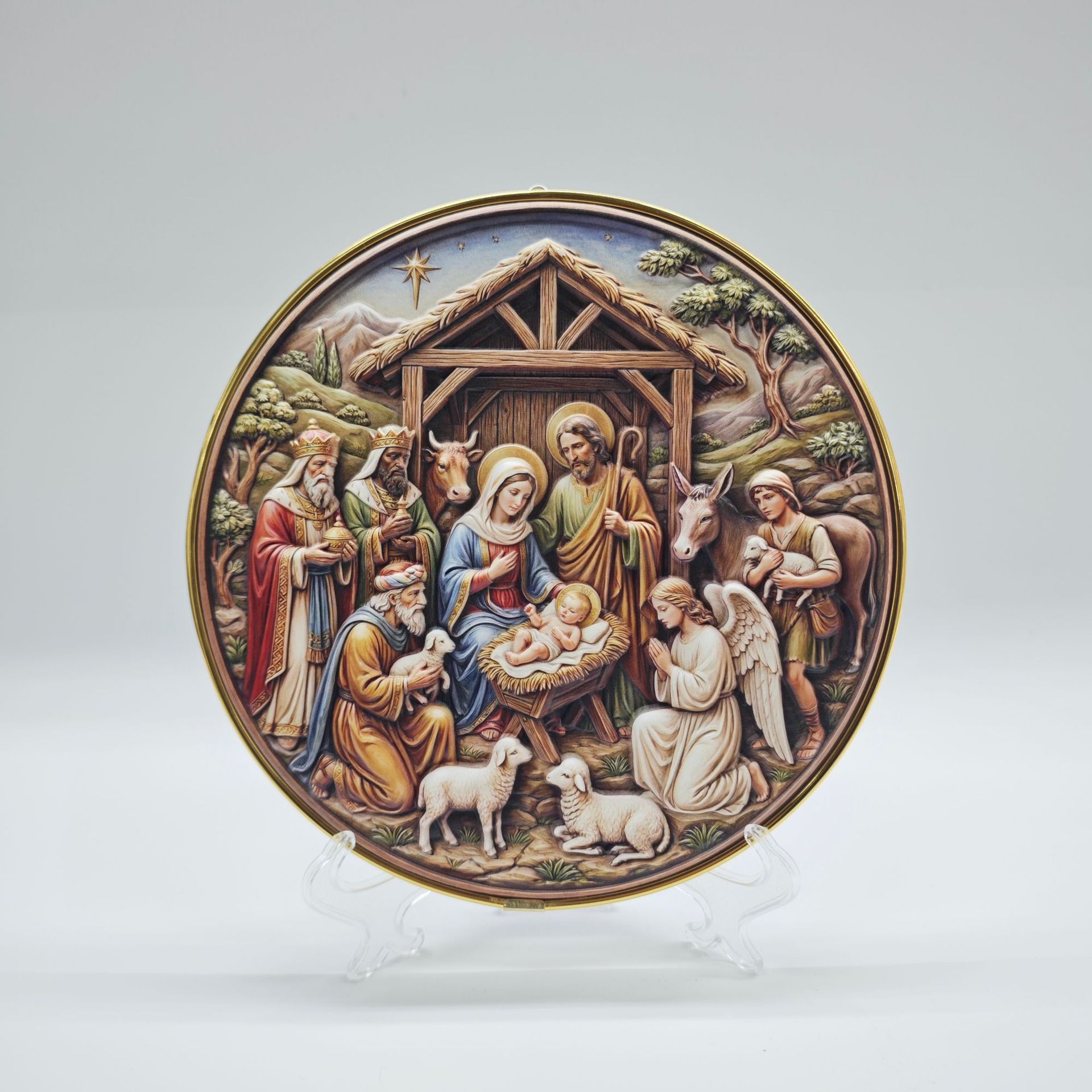 Cross-border resin export Christmas manger resin ornaments and pendants, church home decoration, three-dimensional relief handicrafts pic 2