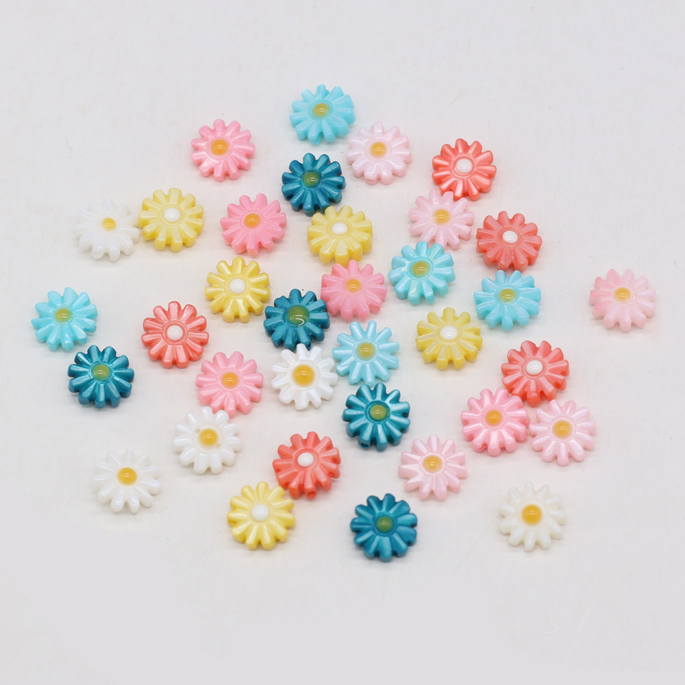 DIY jewelry accessories, natural shell hand-carved sunflowers, multi-color through-hole hairpins, earrings and pendants wholesale pic 1