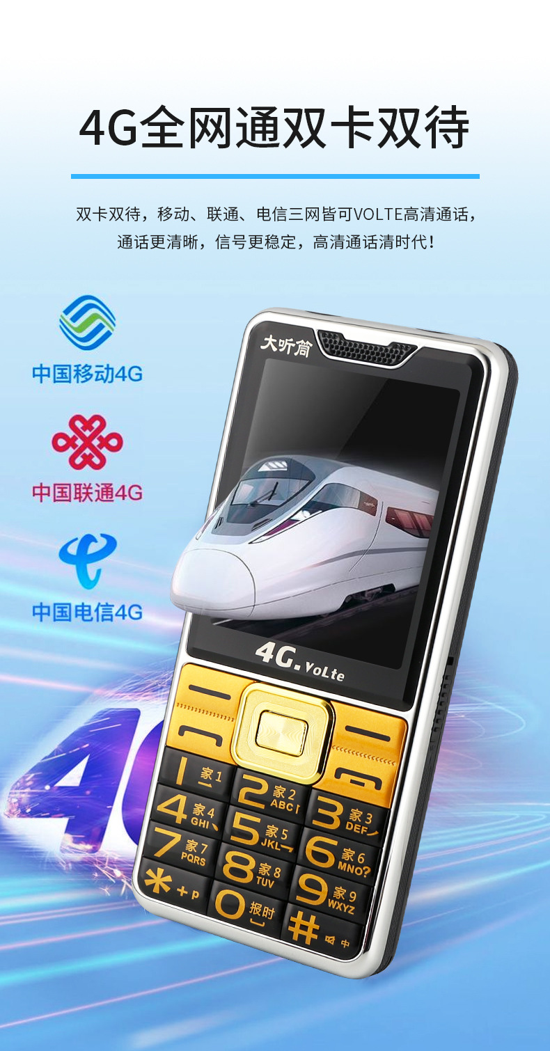 新款全网通5G老人手机移动联通电信大声大屏大字体Typec老年手机详情17