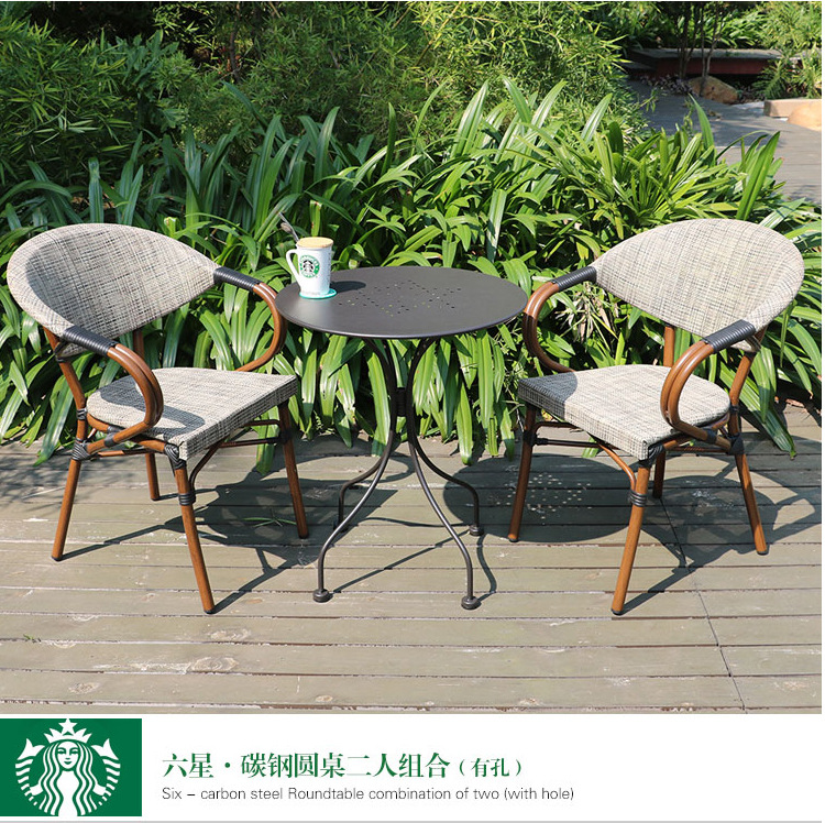 户外星巴克桌椅藤椅民宿庭院咖啡厅酒吧奶茶店阳台休闲外摆防水详情25