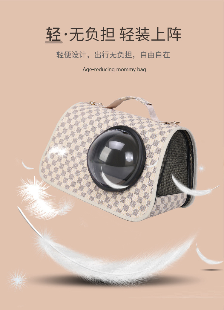 猫包外出便携冬季猫咪外出包太空舱单肩斜挎棋盘格宠物背包手提式详情12