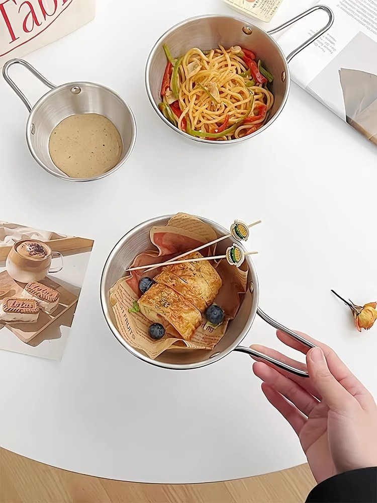 Korean-style ins stainless steel French fries bowl, fried chicken bowl, Western snack bowl with handle, anti-drop, fruit dessert salad bowl pic 1