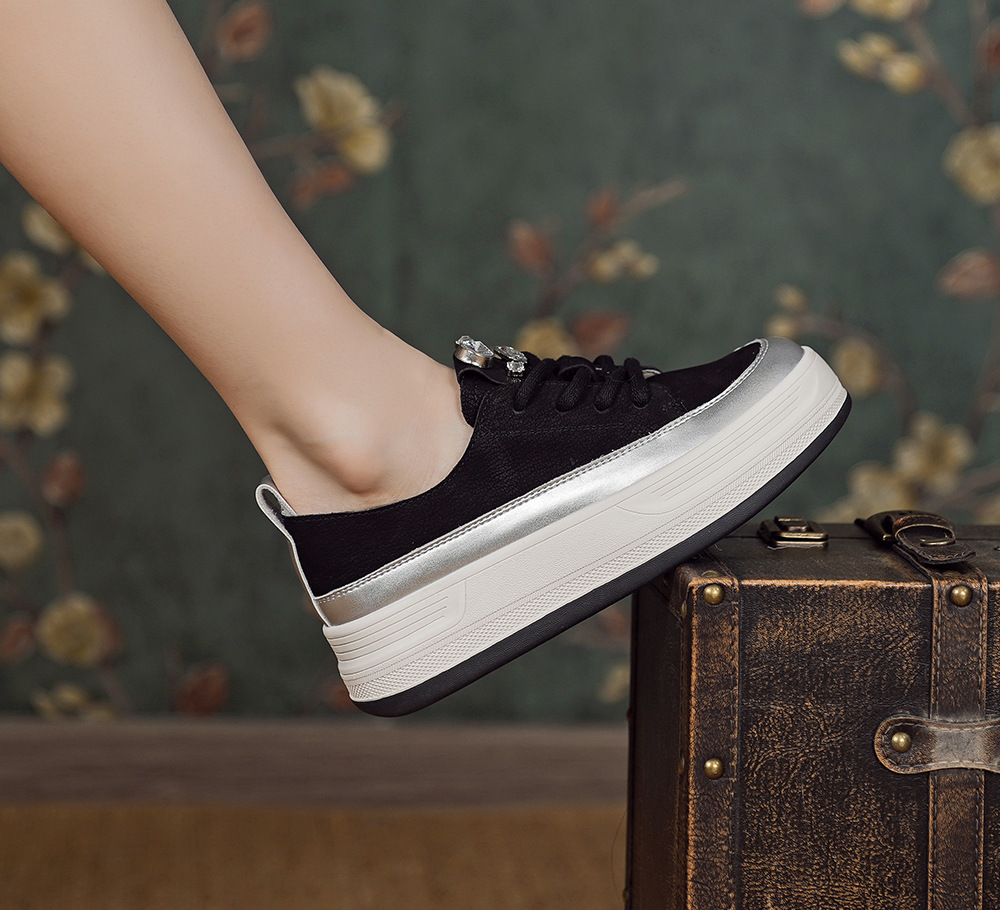 真皮休闲鞋女厚底增高2025春夏季新款复古板鞋百搭平底单鞋潮详情8