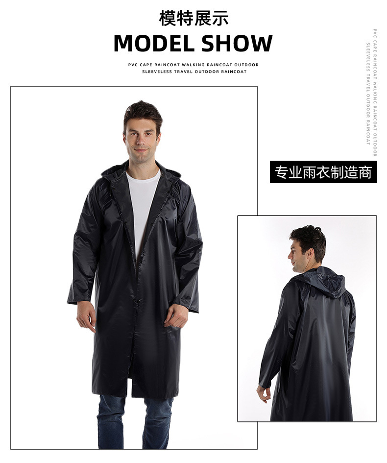 Wholesale of cross-border thickened rainproof duty long one-piece raincoat, PVC hiking raincoat, polyester raincoat pic 10