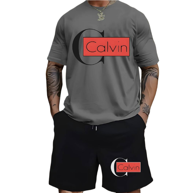外贸3D印花美式男装短袖套装休闲运动球服沙滩短裤两件套夏季服装详情16