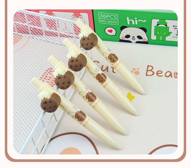 New cookie bear hide-and-seek surprise pen, creative cartoon shape press type gel pen, high appearance level signature pen pic 6