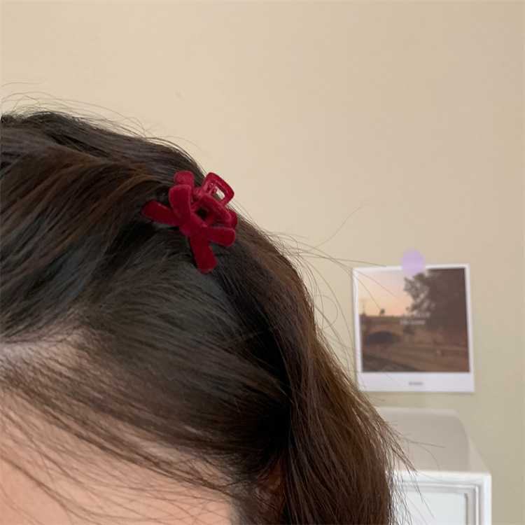 高级感丝绒蝴蝶结小抓夹刘海发夹小众设计发饰女小号碎发夹合金详情6