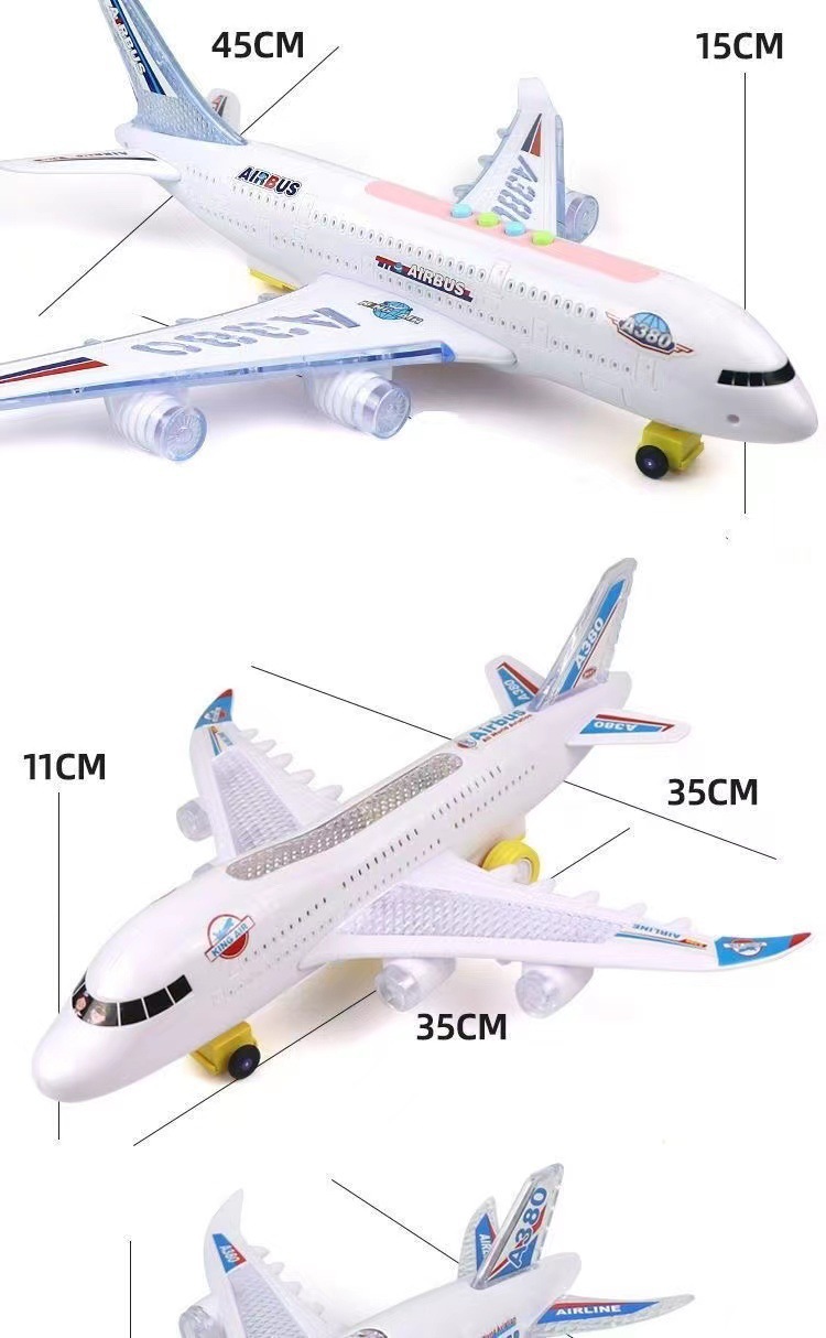儿童电动万向行走声光遥控早教空中客机飞机模型音乐地摊批发玩具详情10
