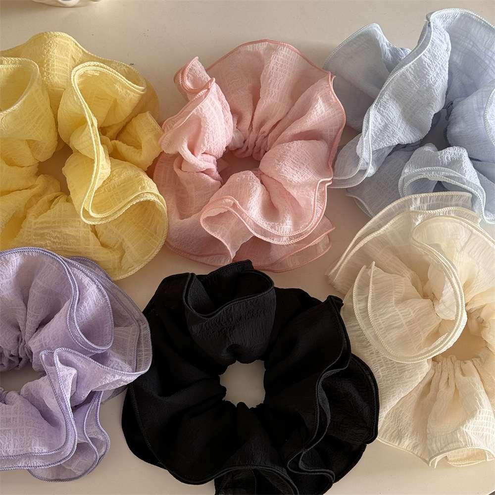 韩系糖果色网纱多层木耳边大肠圈头绳马尾发圈详情2