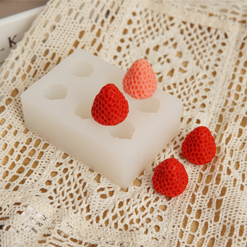 Strawberry silicone mold, ice cream chocolate resin, hand-applied resin, strawberry scented candle silicone mold pic 3