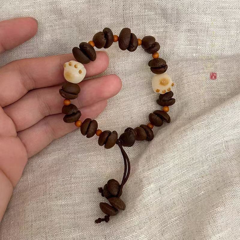New Chinese-style coffee bean cat paw beaded bracelet, retro and niche design, ancient style and personality, versatile jewelry accessory pic 8