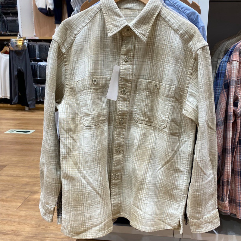秋季男装竹节棉格子衬衫外套宽松衬衣长袖薄外套E476899/476900详情5