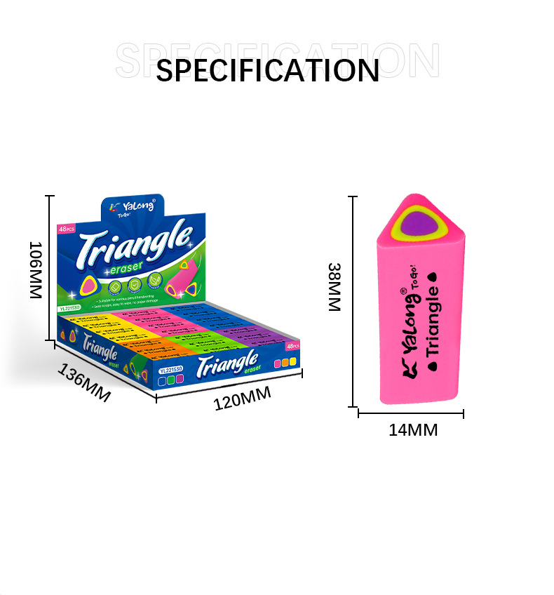 Yalong Cross-border high-quality TPR material erasers, 6-color mixed office and school erasers, stationery and school supplies pic 8