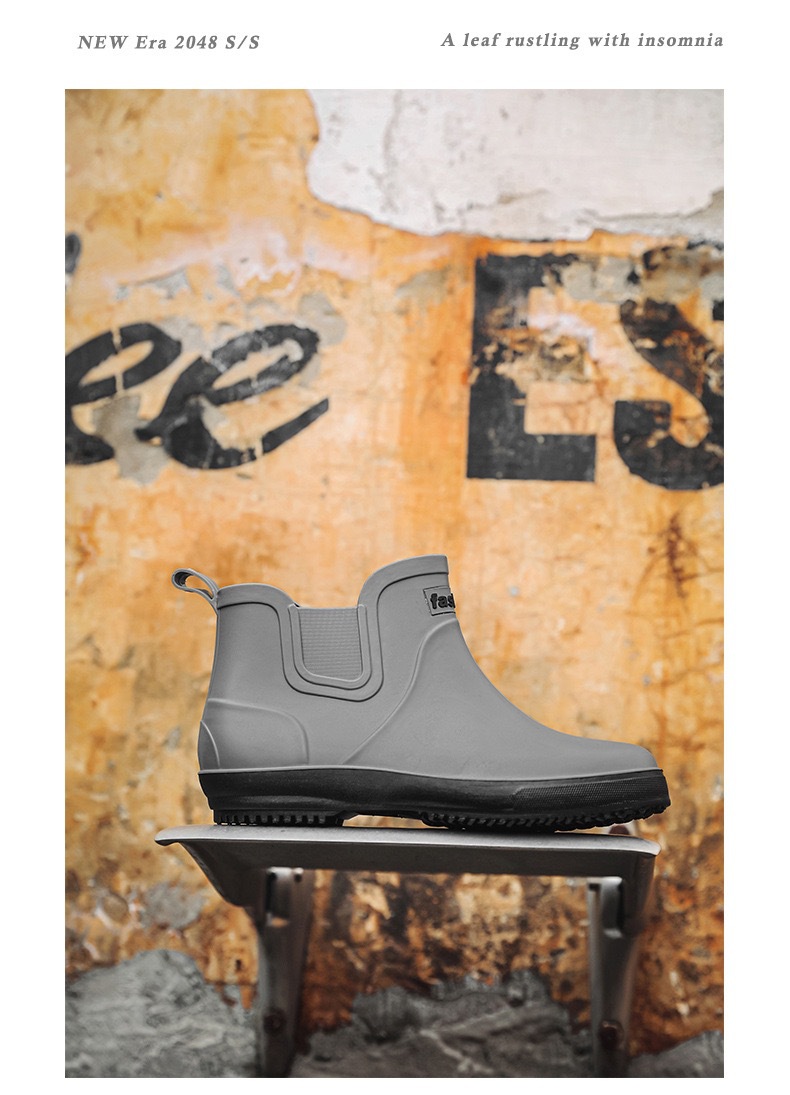 跨境雨鞋男士时尚雨靴防滑低筒新款切尔西成人户外钓鱼防水靴外贸详情7