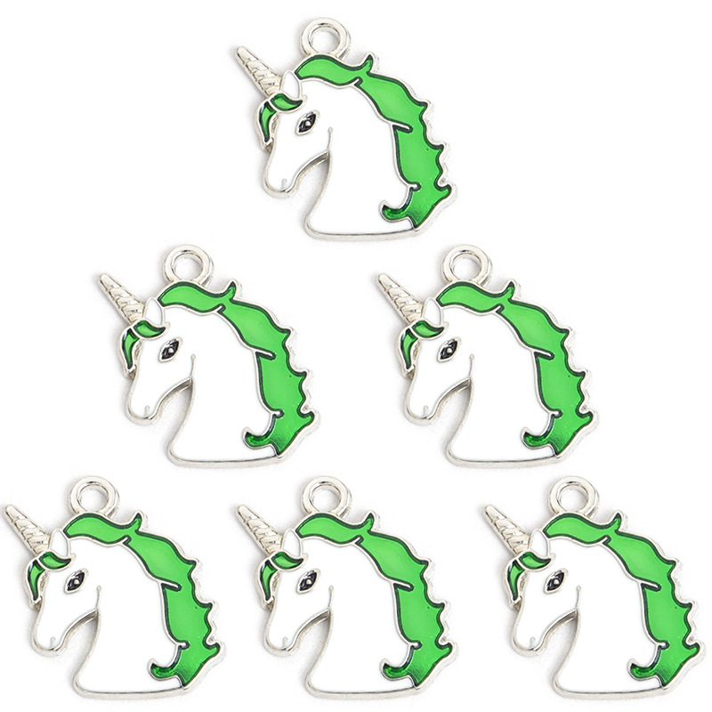 时尚卡通独角兽滴油合金挂件DIY饰品配件手链项链耳环钥匙扣吊坠详情11
