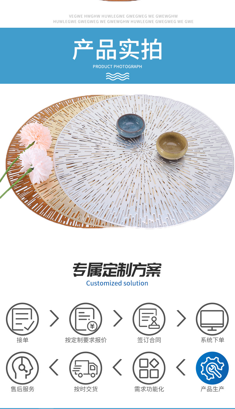 圣特斯林餐垫防水防油餐桌碗垫现代简约西餐垫烫金边框水洗餐垫详情7