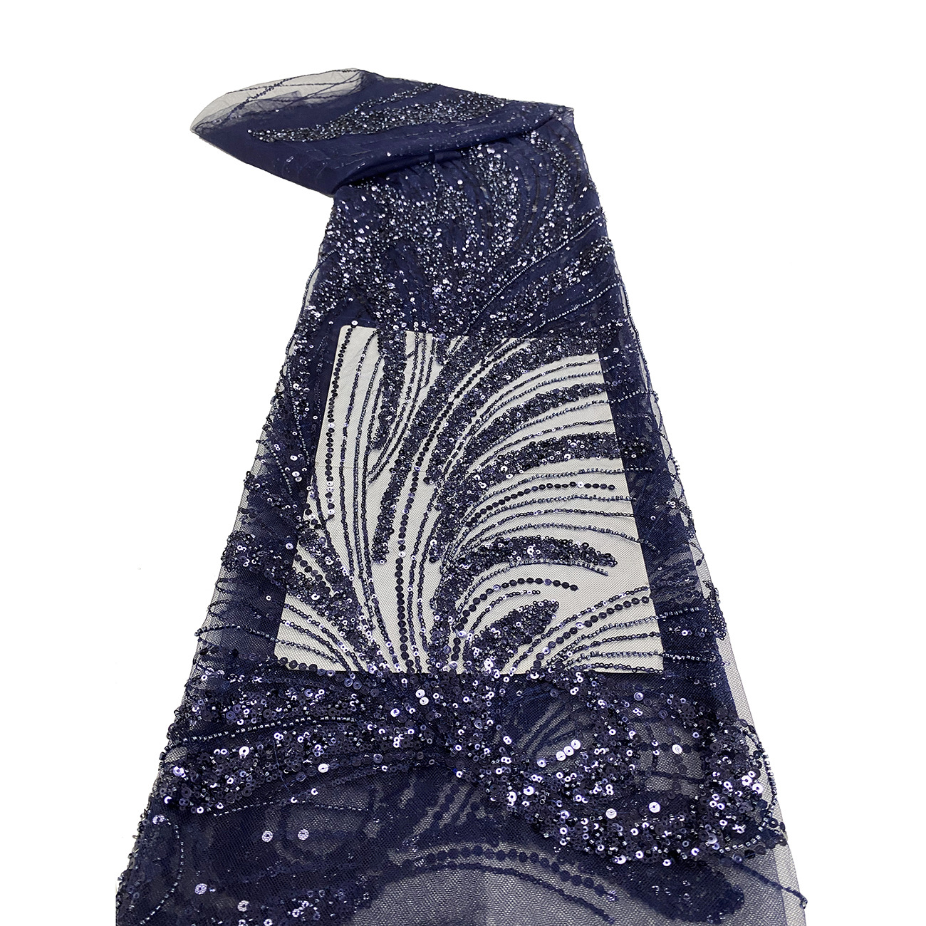 工厂现货珠管珠子亮片网布蕾丝绣花婚纱礼服面料EMBROIDERYLACE详情8