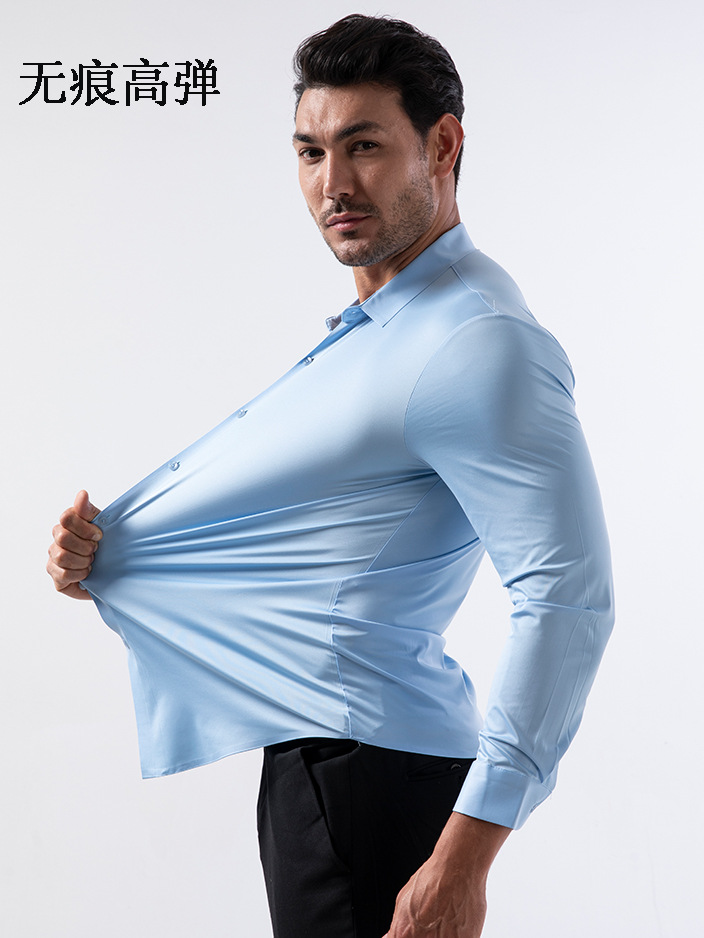 【无痕高弹】跨境四面弹力衬衫男免烫抗皱男士衬衣欧码男装外贸爆详情22