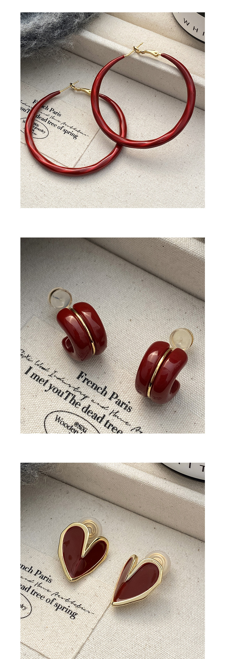 安哥拉2026新款红色耳夹女轻奢时尚喜庆百搭通勤耳针饰品耳环详情3