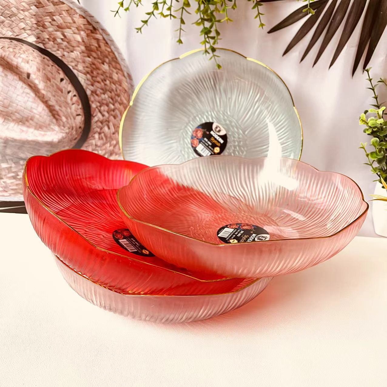 【 Districts 3-7 】0962 Golden Border Platter 5/ bag 140/ box 0962 Golden Border Fruit Platter Wedding and Housemoving Platter Dried Fruit and Joy Platter Large Size Red Border Platter Household wholesale 2 yuan pic 4