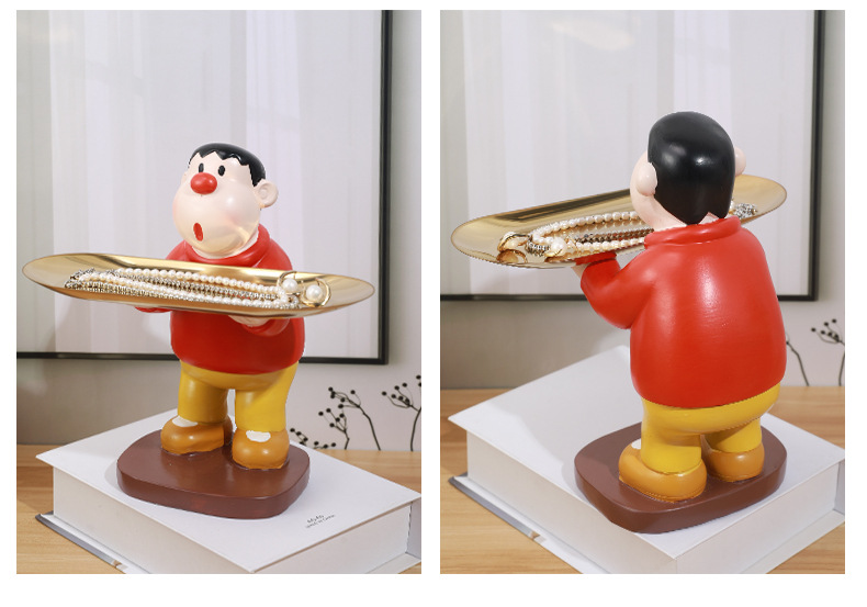 网红高颜值蜡笔小新托盘收纳摆件客厅玄关办家居装饰品糖果盘子详情14