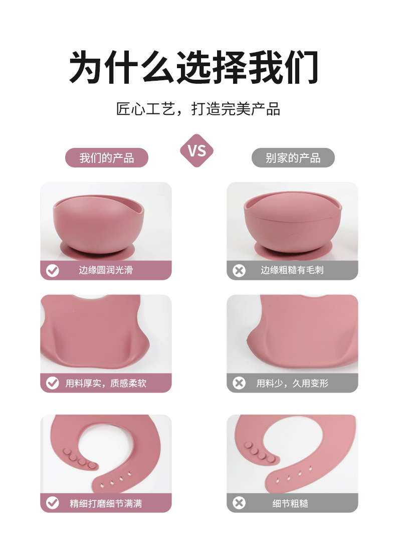 儿童餐具喂养套装婴儿硅胶碗叉子勺宝宝辅食碗餐盘食品级硅胶餐盘详情10