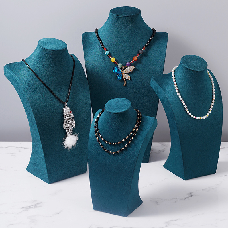 Velvet necklace display stand, portrait model jewelry stand, necklace neck model counter display prop, necklace stand pic 8