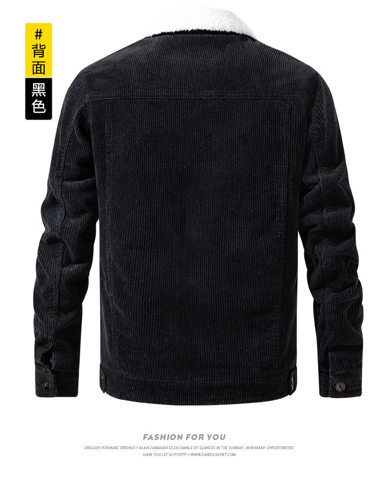 A multi-bag winter loose, retro pure cotton corduroy jacket with fleece for young men crossing borders from Europe and America, a warm cotton-padded jacket for export pic 10