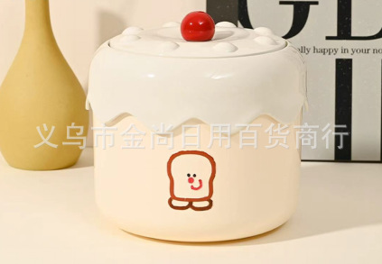 奶油萌趣桌面收纳桶可爱迷你带盖家用创意高颜值办公室桌面垃圾桶详情2
