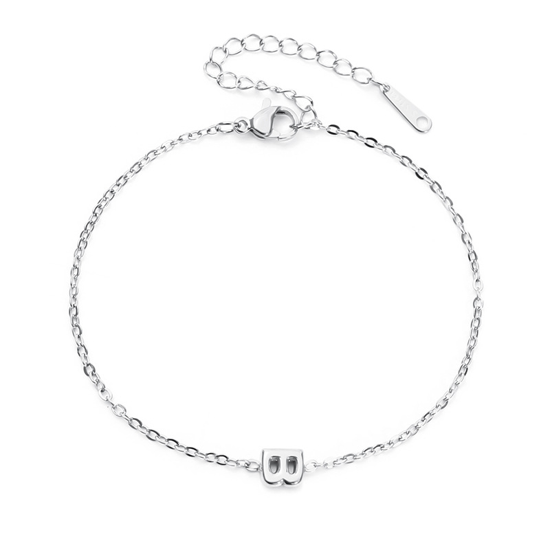 The new simple bubble letter bracelet is elegant and versatile. It features a 26-letter collarbone chain as a stainless steel accessory for women pic 3