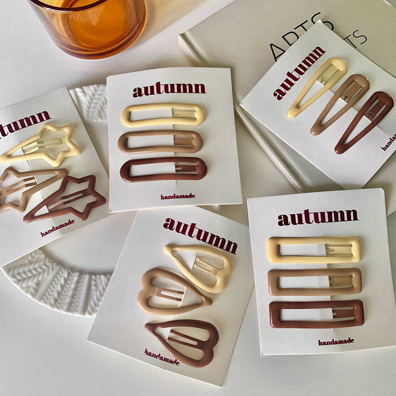 The new milk coffee style heart-shaped star teardrop-shaped bb clip is simple and versatile. The bangs hairpin is a high-end and versatile hair accessory pic 6