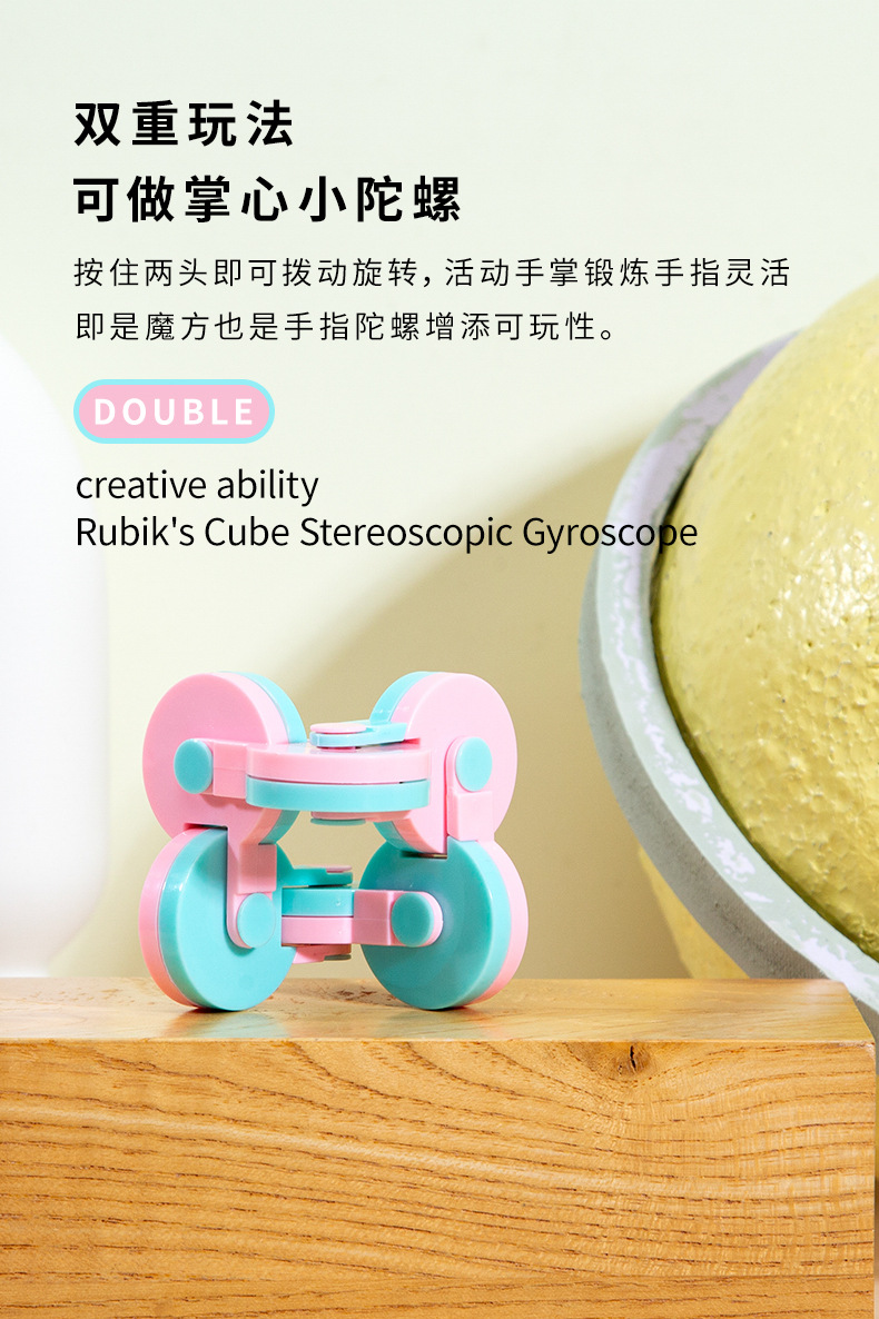 跨境亚马逊360度旋转魔方指尖陀螺创意解压翻转益智思维训练玩具详情2