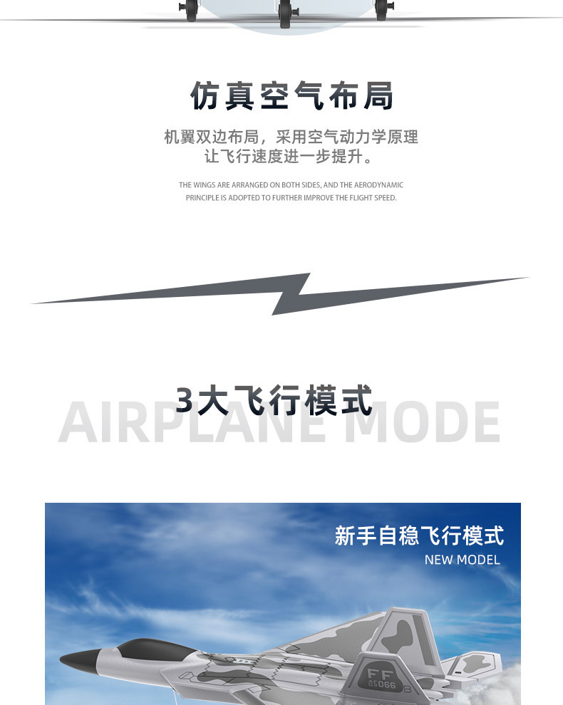 Cross-border BM22 channel Large F22 fighter jet fixed-wing foam remote control aircraft glider pic 13